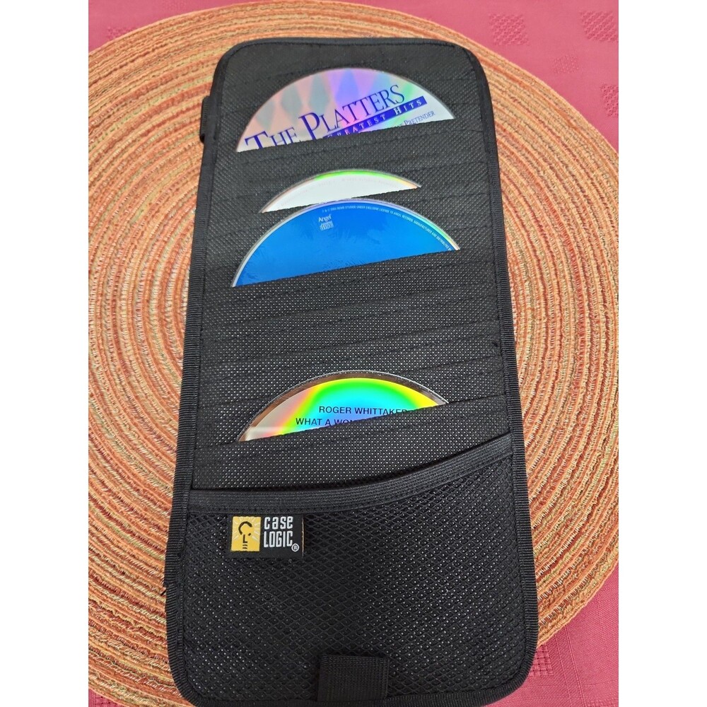 Case Logic Sun Visor CD Slotted Sleeve/Case Black Holds 12 EUC